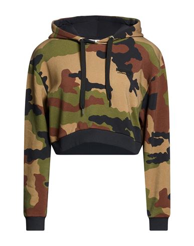 Woman Sweatshirt Military green Size M Cotton, Elastane
