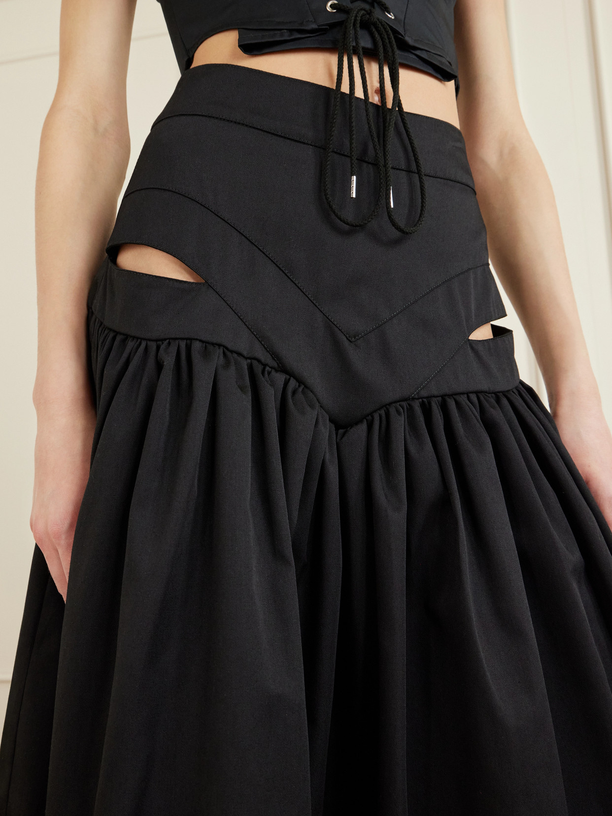 Iyawo Cutout Twill Maxi Skirt - Black