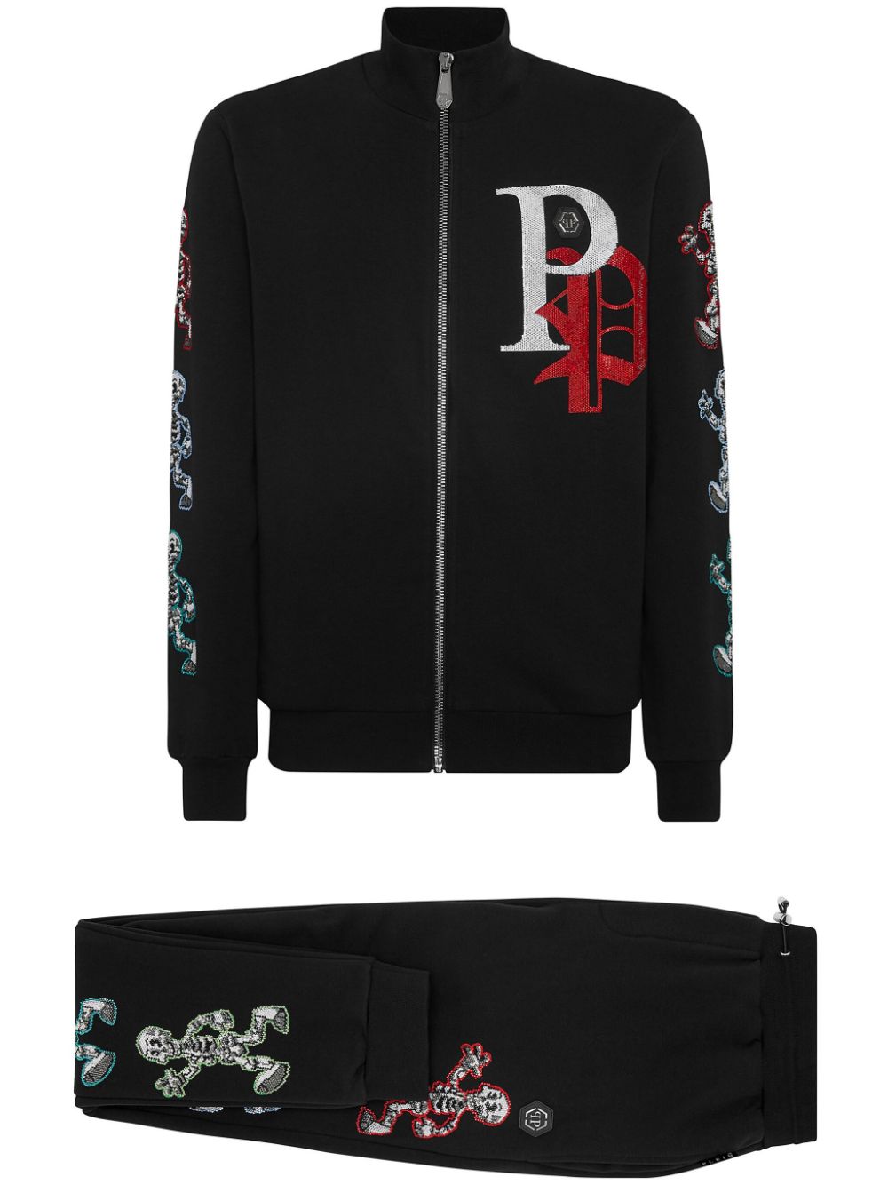 Skeleton-appliqué tracksuit - Black