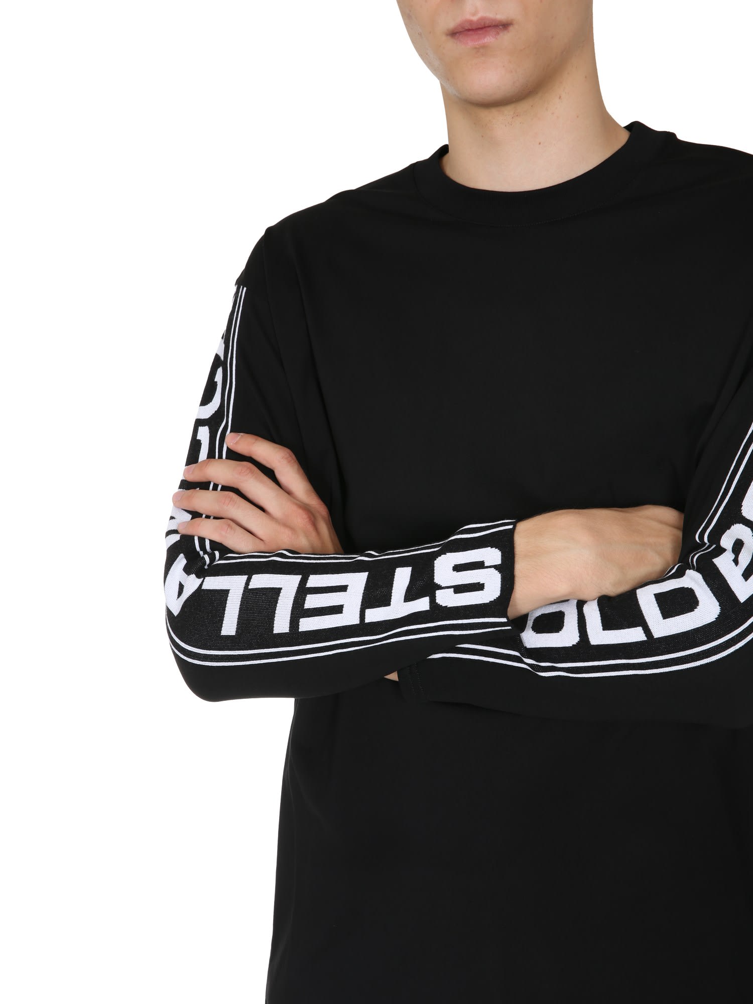 Logo sleeve round neck top