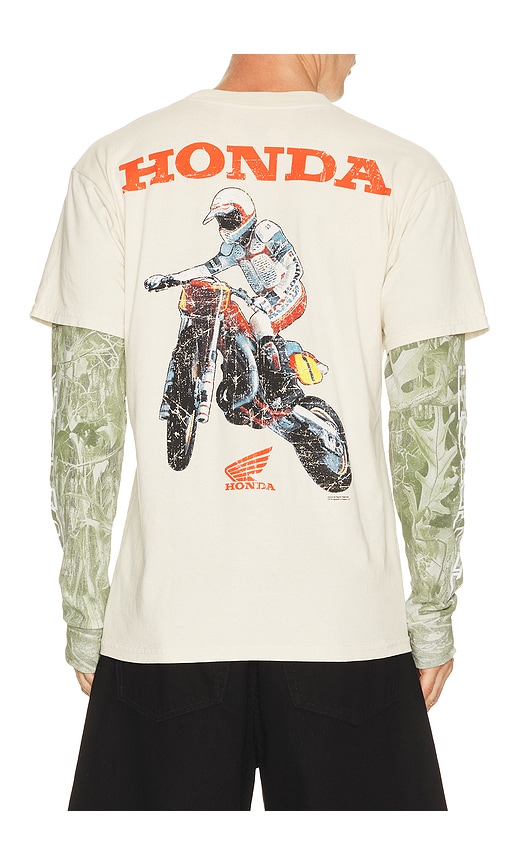 CPTN Apparel Jumper 2Fer Long Sleeve Tee in Cream. M. Also in S, L, XL/1X