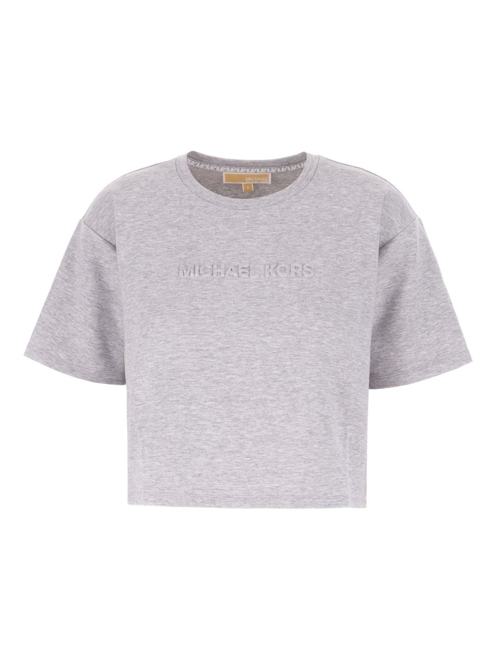 Logo-embossed cropped T-shirt - Grey