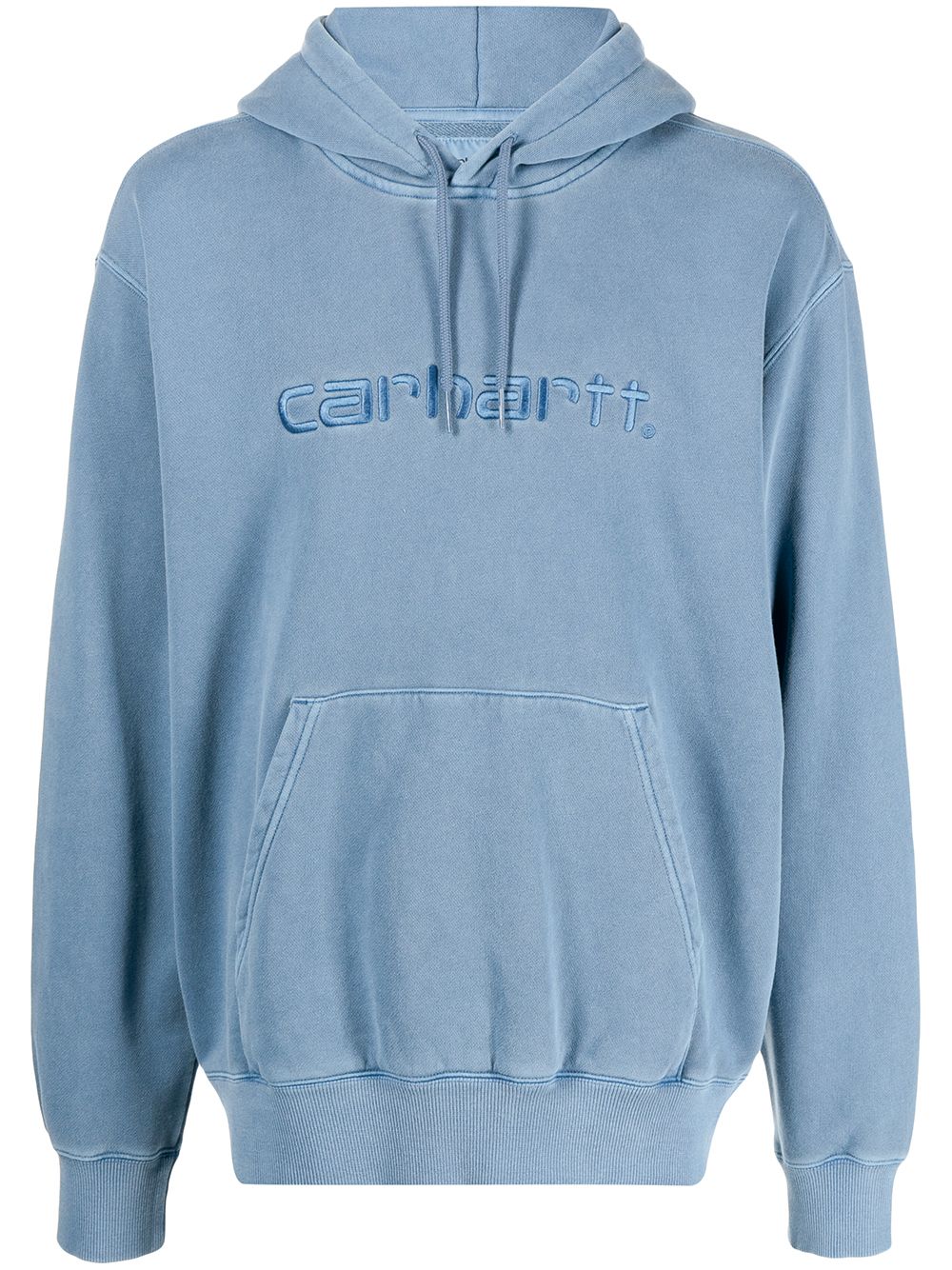 Embroidered-logo hoodie - Blue