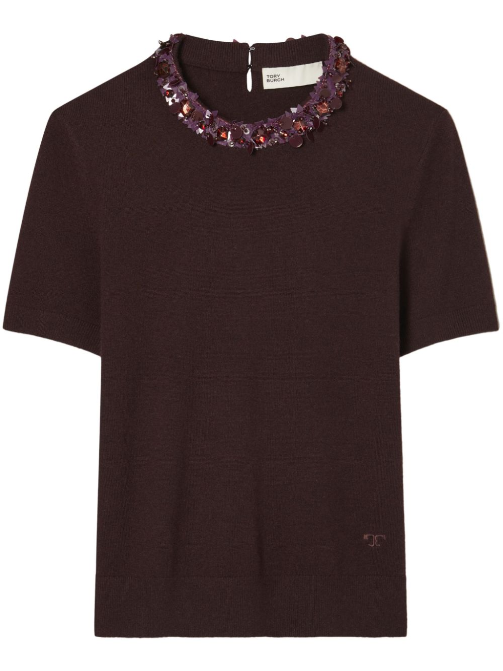 Embroidered-neckline t-shirt