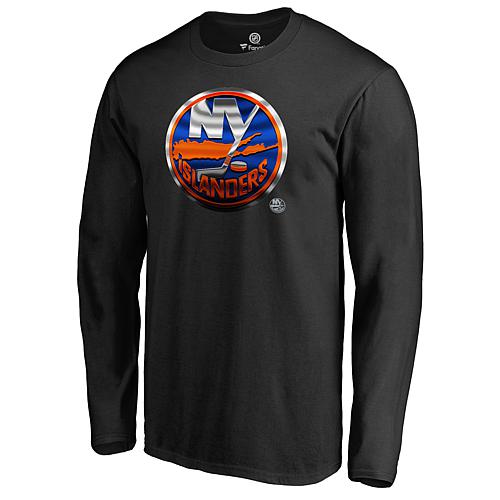 Men's Fanatics Black New York Islanders Midnight Mascot Long Sleeve T-Shirt