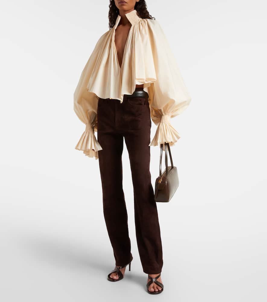 Callum high-rise suede straight pants