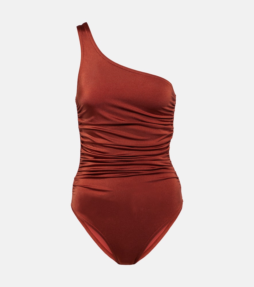 Ruched one-shoulder swimsuit