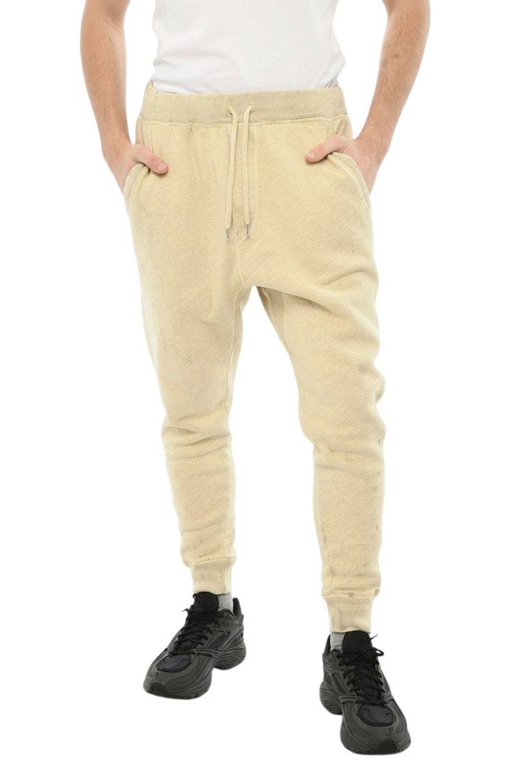 Beige Solid Tapered Joggers