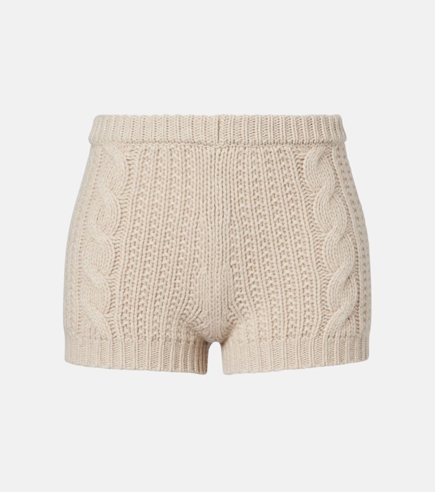 Cable-knit cashmere shorts