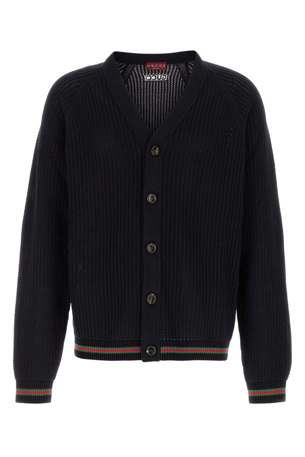 -Cardigan in cotone Ajour con Nastro Web-Uomo