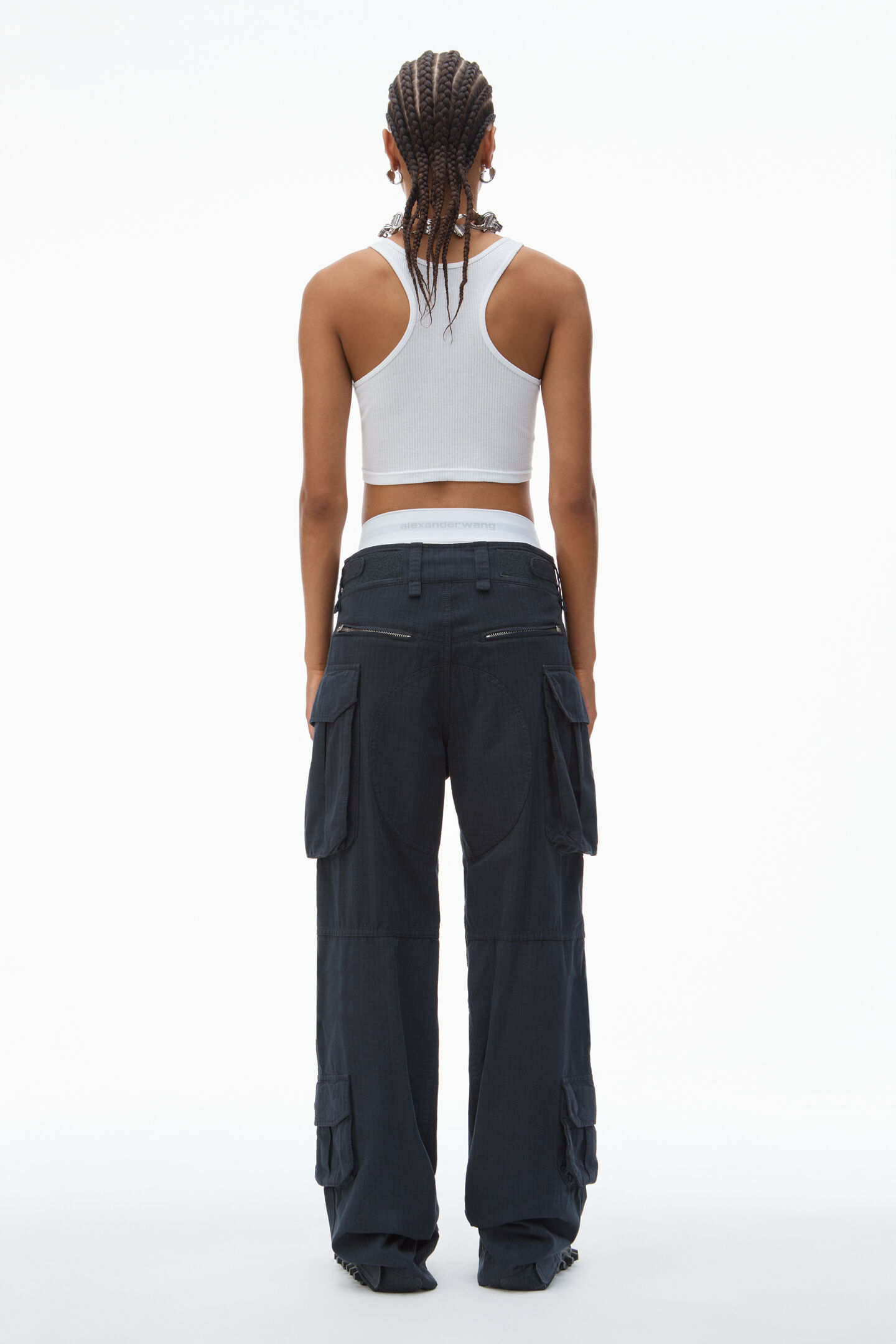 Women's Pre-Styled Cargo Pants With Brief Waistband Asphalt