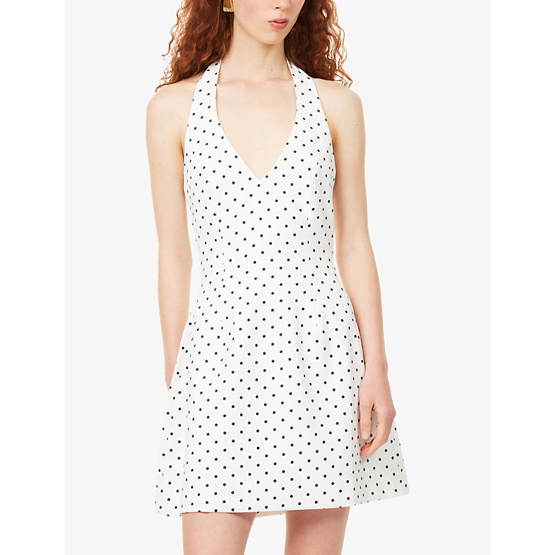 Womens White Polka Dot Volume Skirt Woven Mini Dress