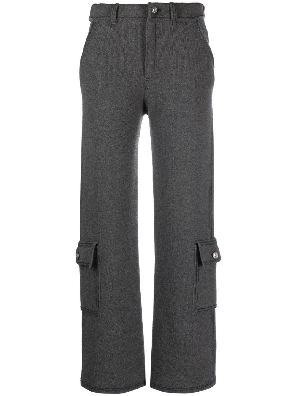 Fine-knit denim-effect cargo trousers - Red