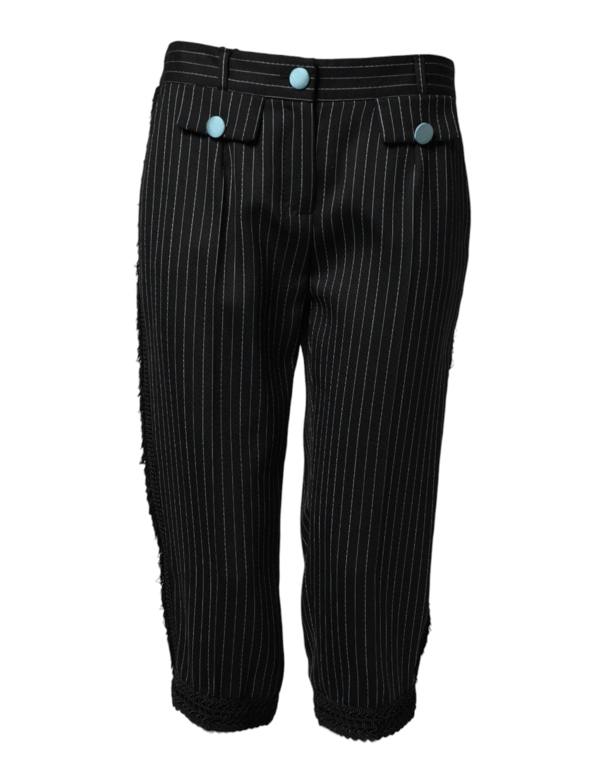 Striped Wool Trousers — Black