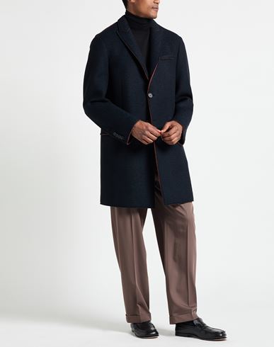Man Coat Midnight blue Size 46 Viscose, Acrylic, Polyester, Virgin Wool, Elastane