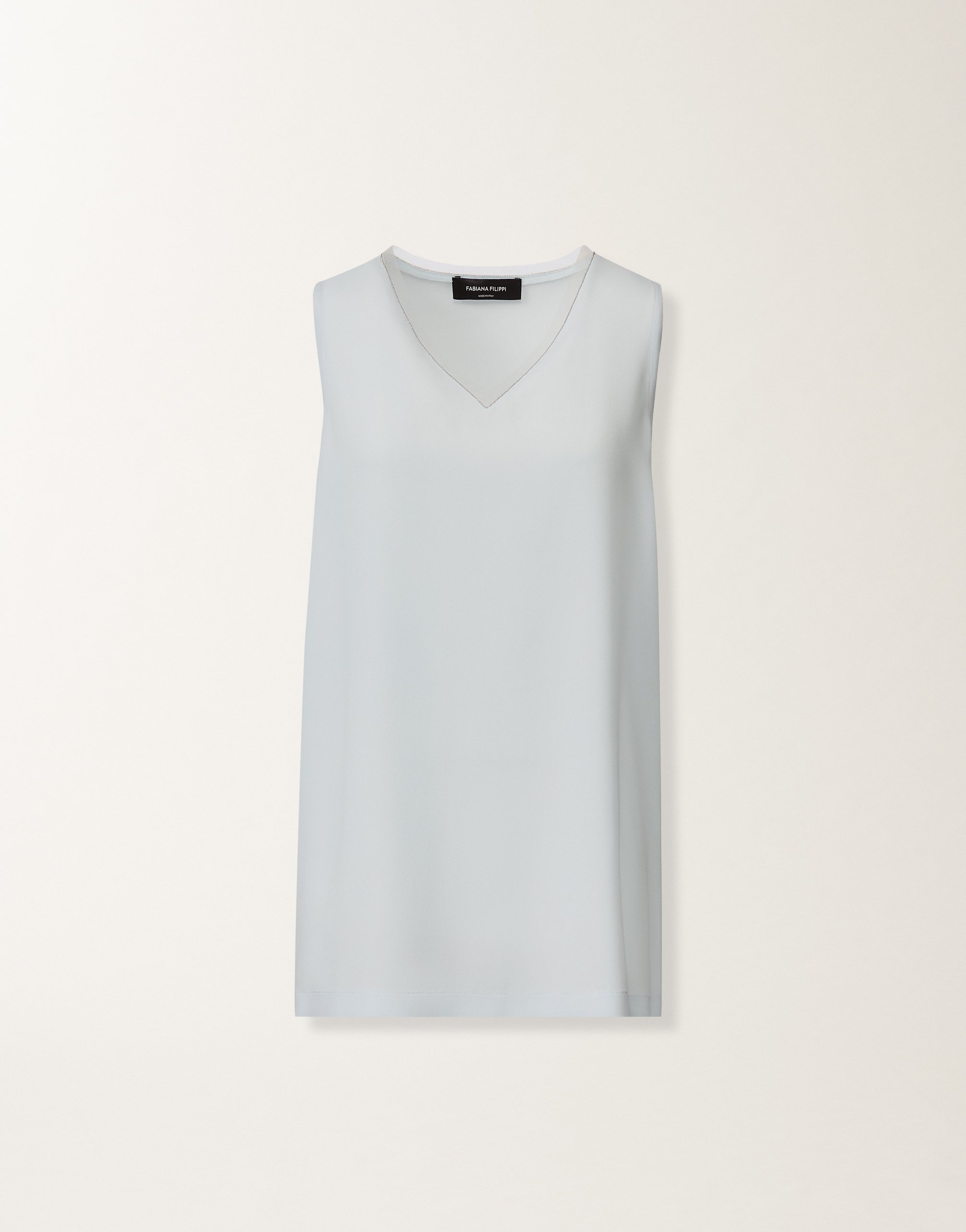 Crepe de chine tank top, aqua