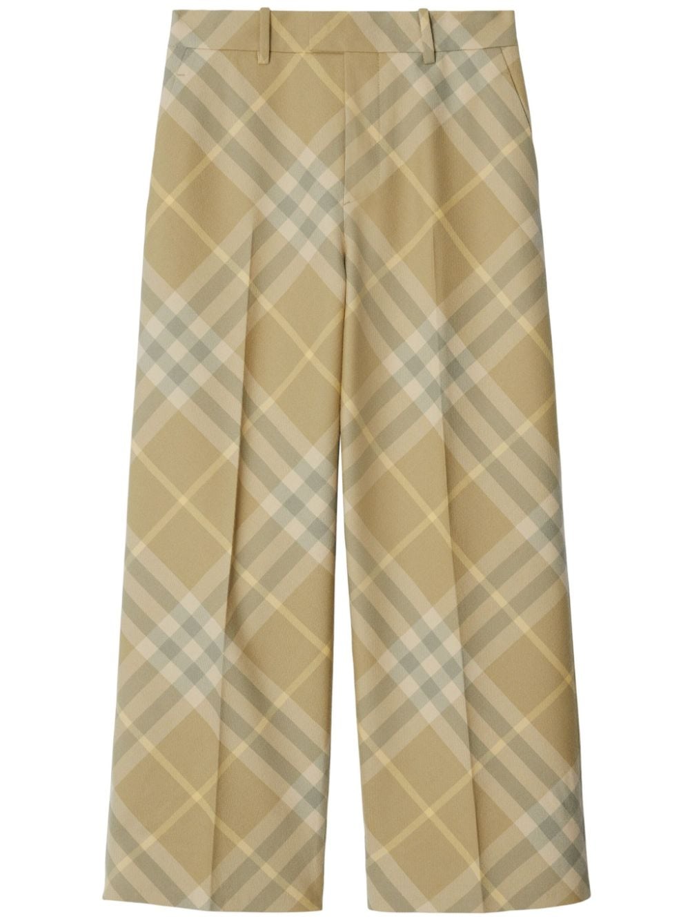 Check-print tailored wool trousers