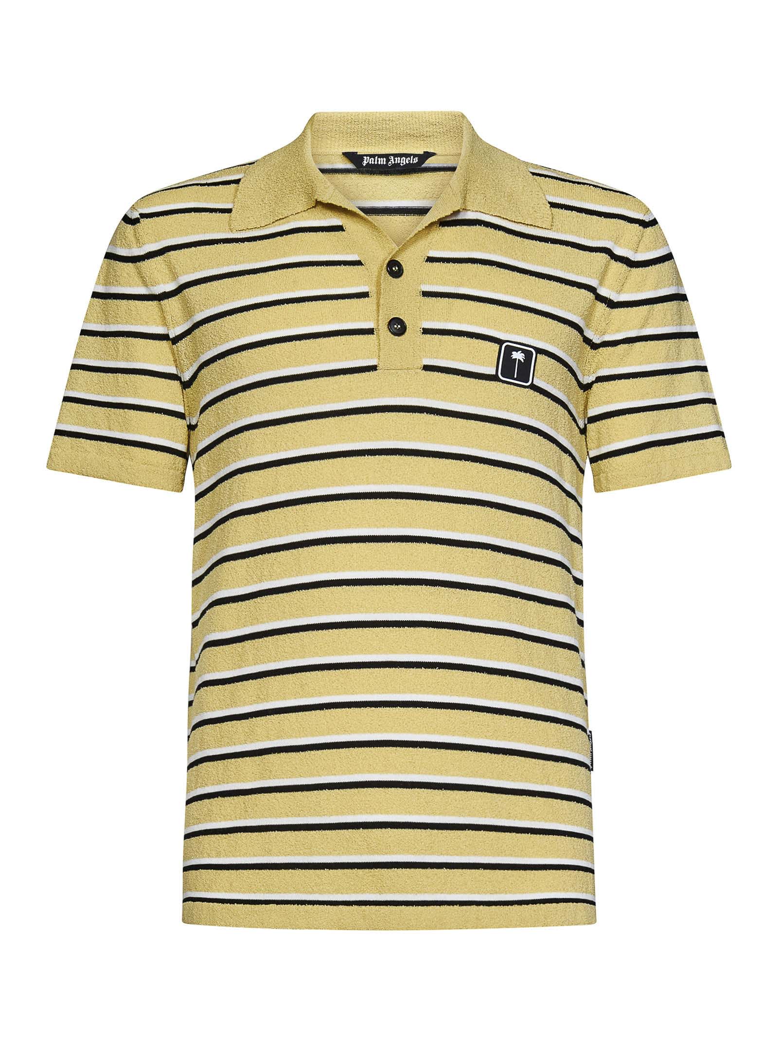 Logo-patch striped terry polo shirt - Yellow