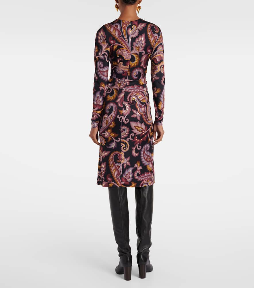 Paisley gathered midi dress