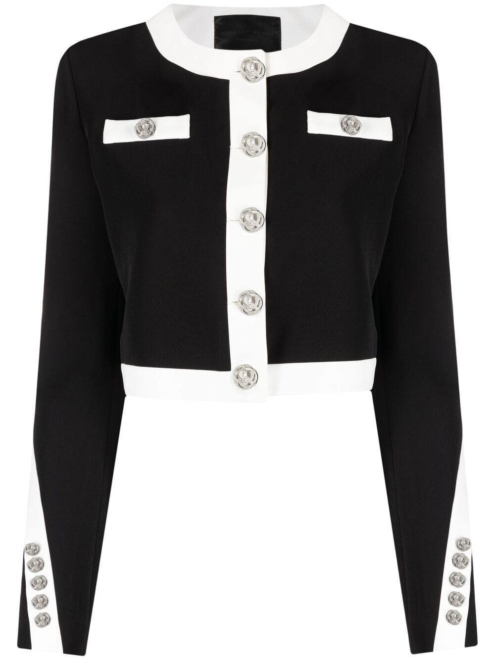 Two-tone button-up jacket - Black