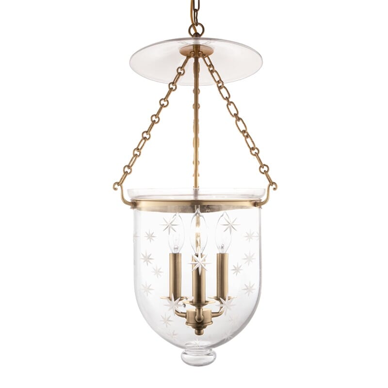 Hampton 3-Light 25" Pendant Light in Aged Bra