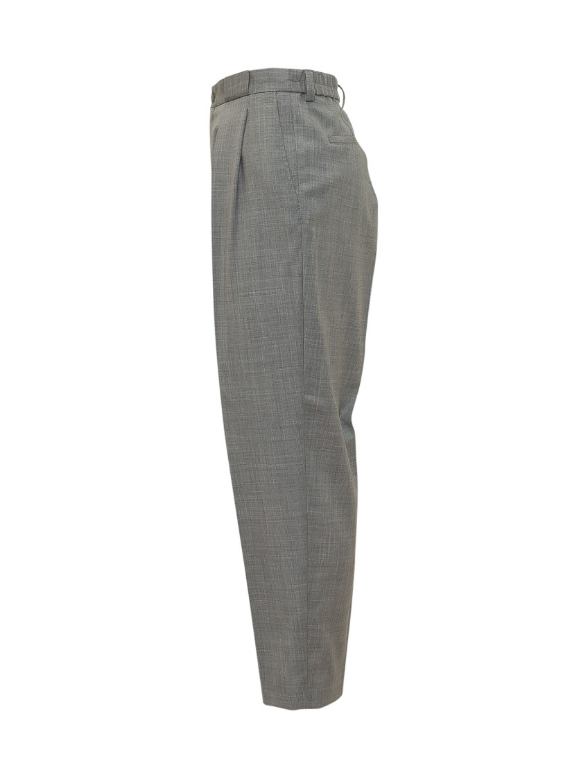 Grey Tapered Pleated Pants