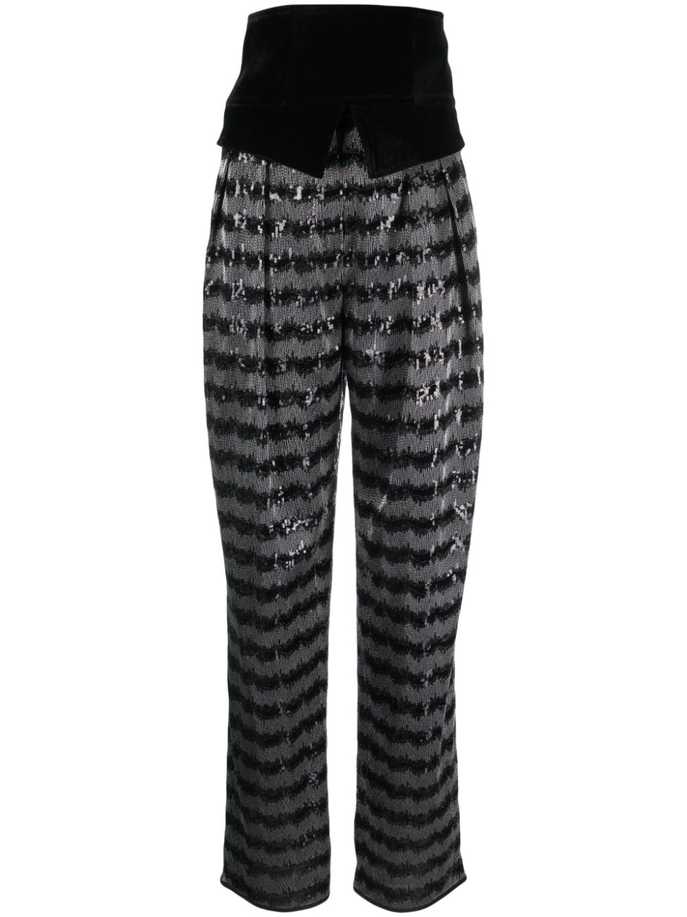 Sequin-ebellished high-waist trousers - Black