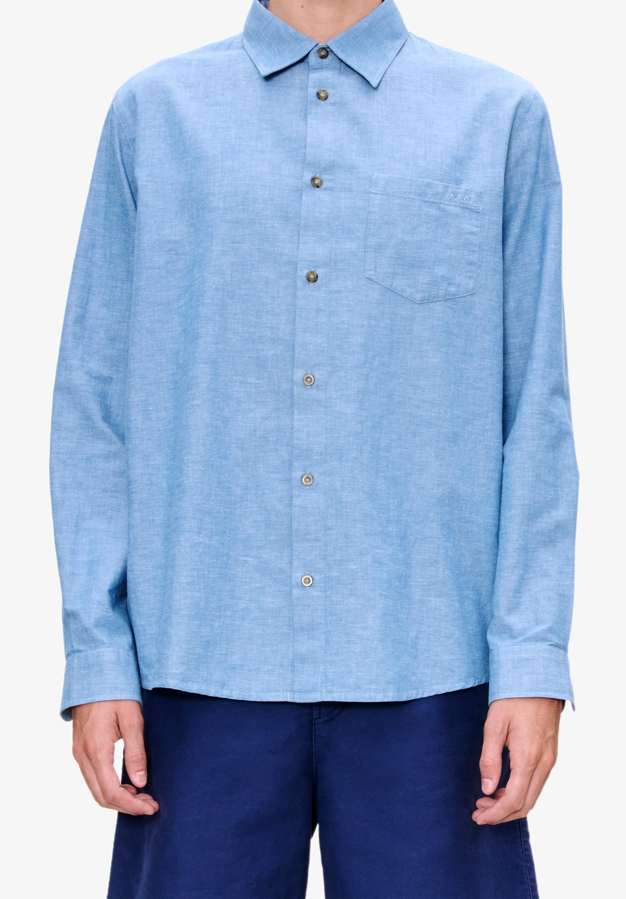 A. P.C. Men's Harris shirt Size: Extra Small in Blue
