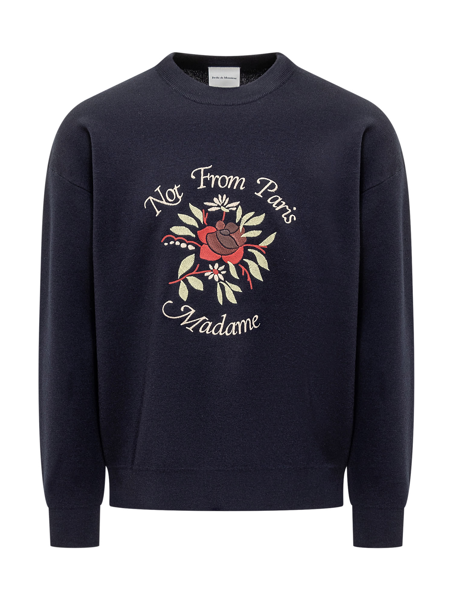 Embroidered-slogan sweater - Blue