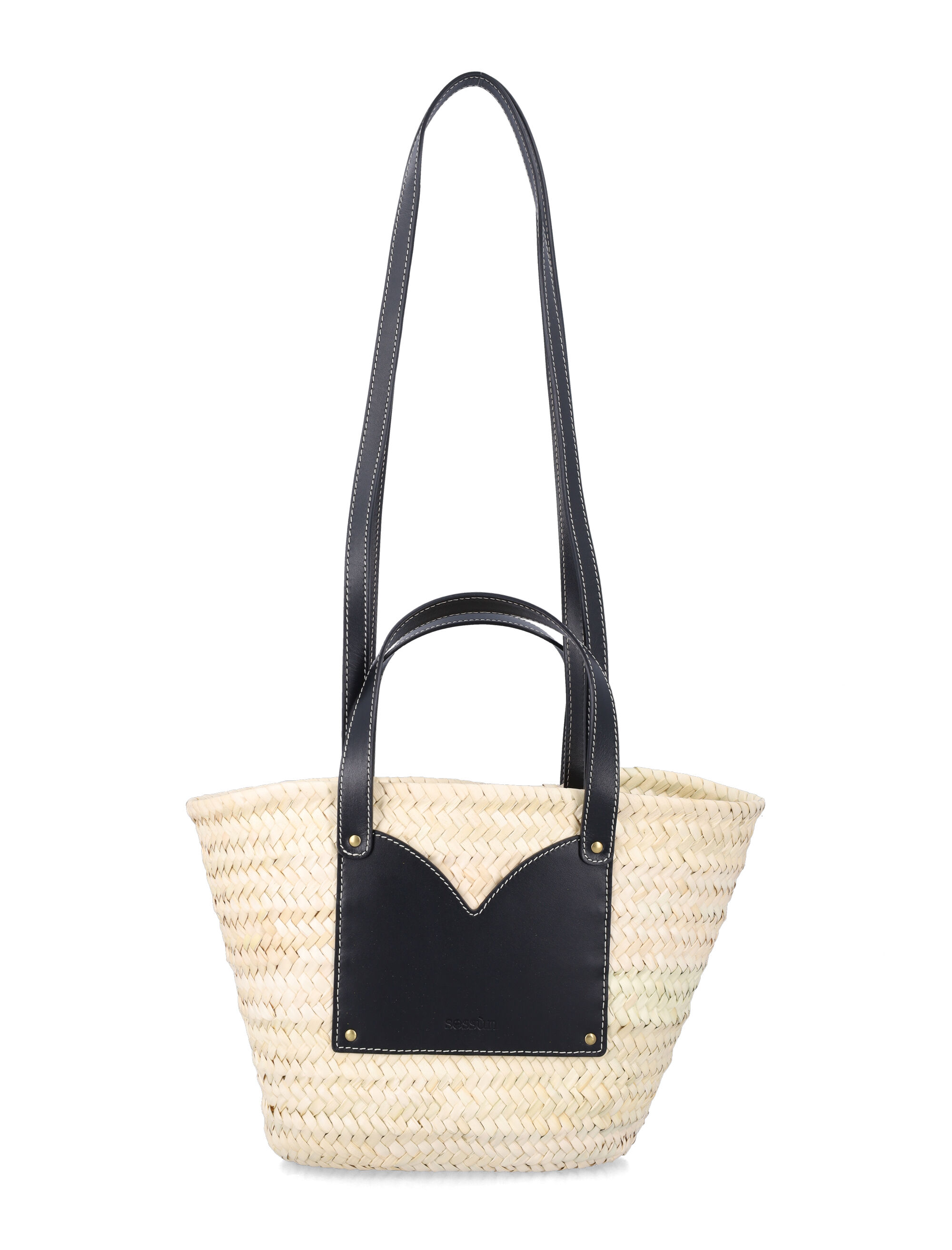 Divipa Small Basket Bag Natural + Black Palme Doum Shoulder - Women