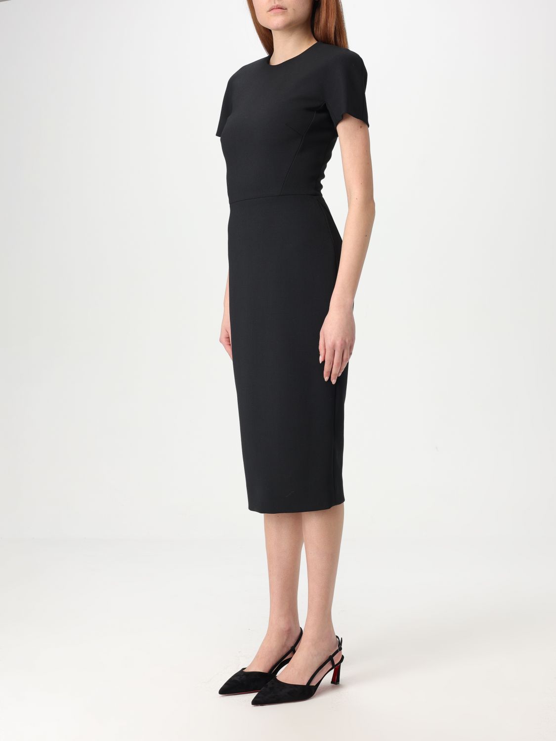 Gabardine-weave midi dress - Red