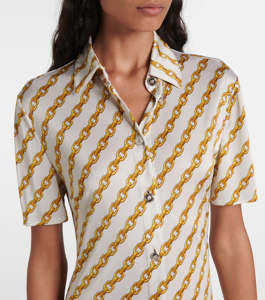 Chain Stripe satin shirt dress