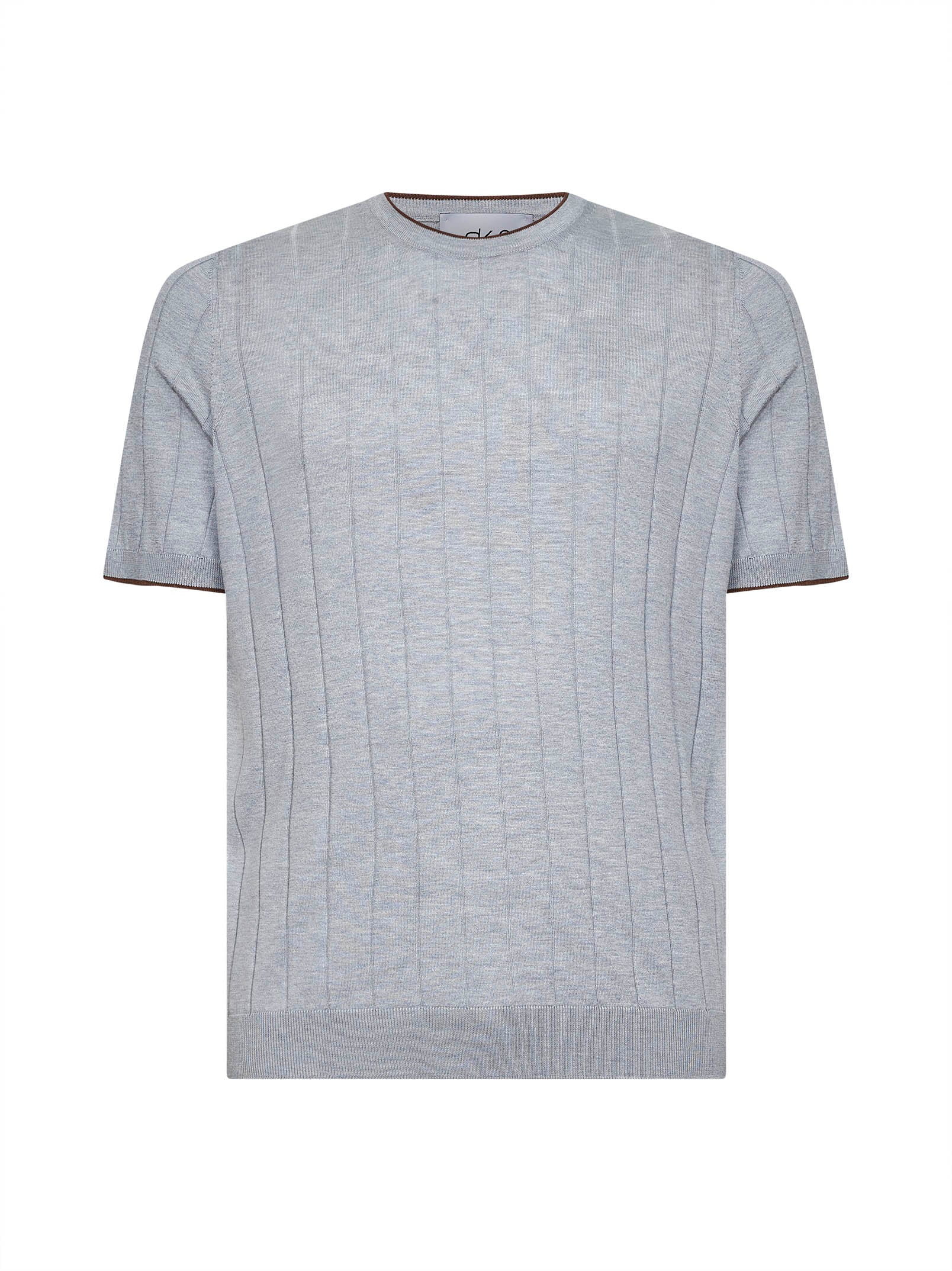 Flat-Ribbed Cotton Knit T-shirt — Gray