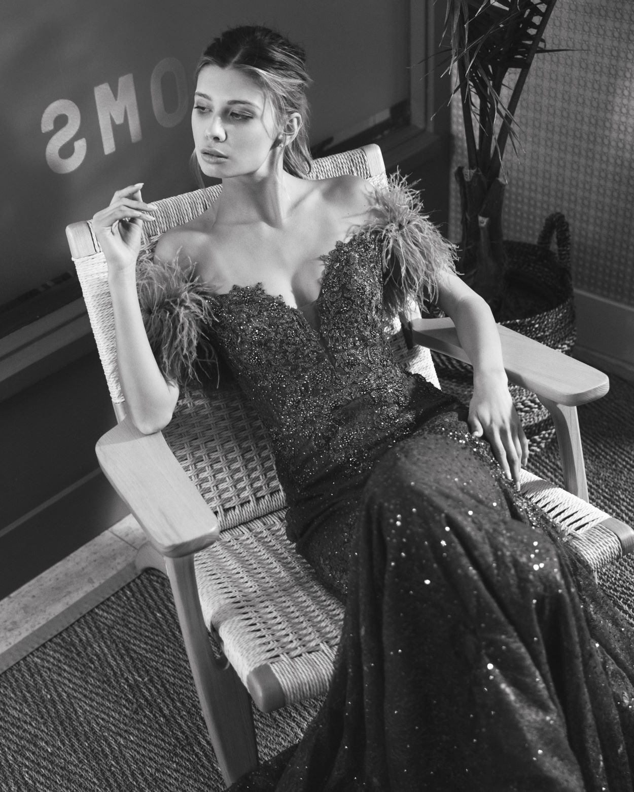 Green Feathered Crystal Embellished Sleeveless Wedding Guest Maxi Gown In