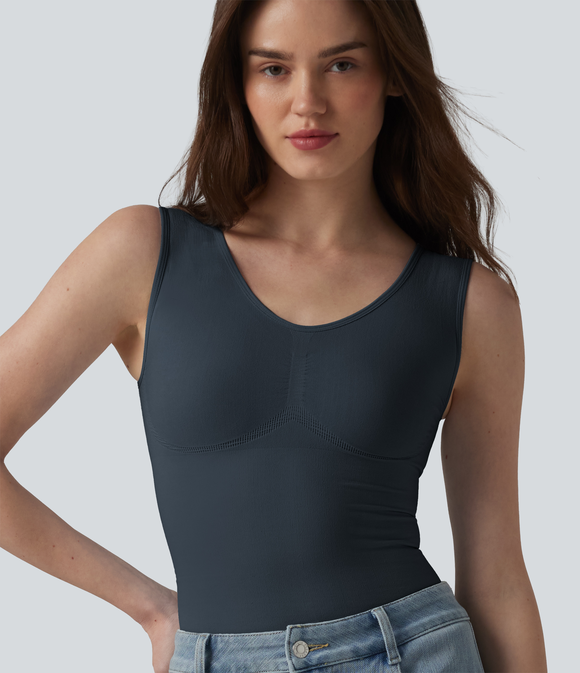 OneForm Seamless Flow Shapewear Casual Tank Top  - Mood Indigo