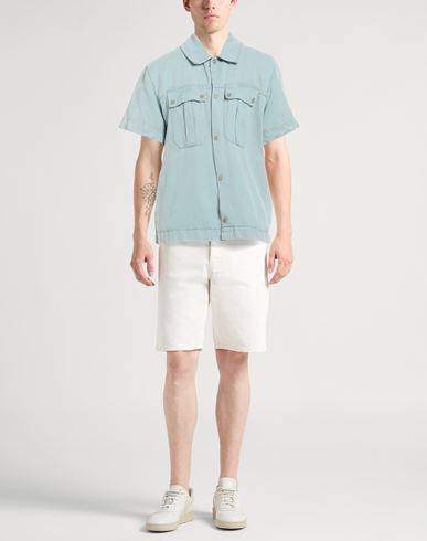 Man Shirt Sky blue Size L Cotton, Linen