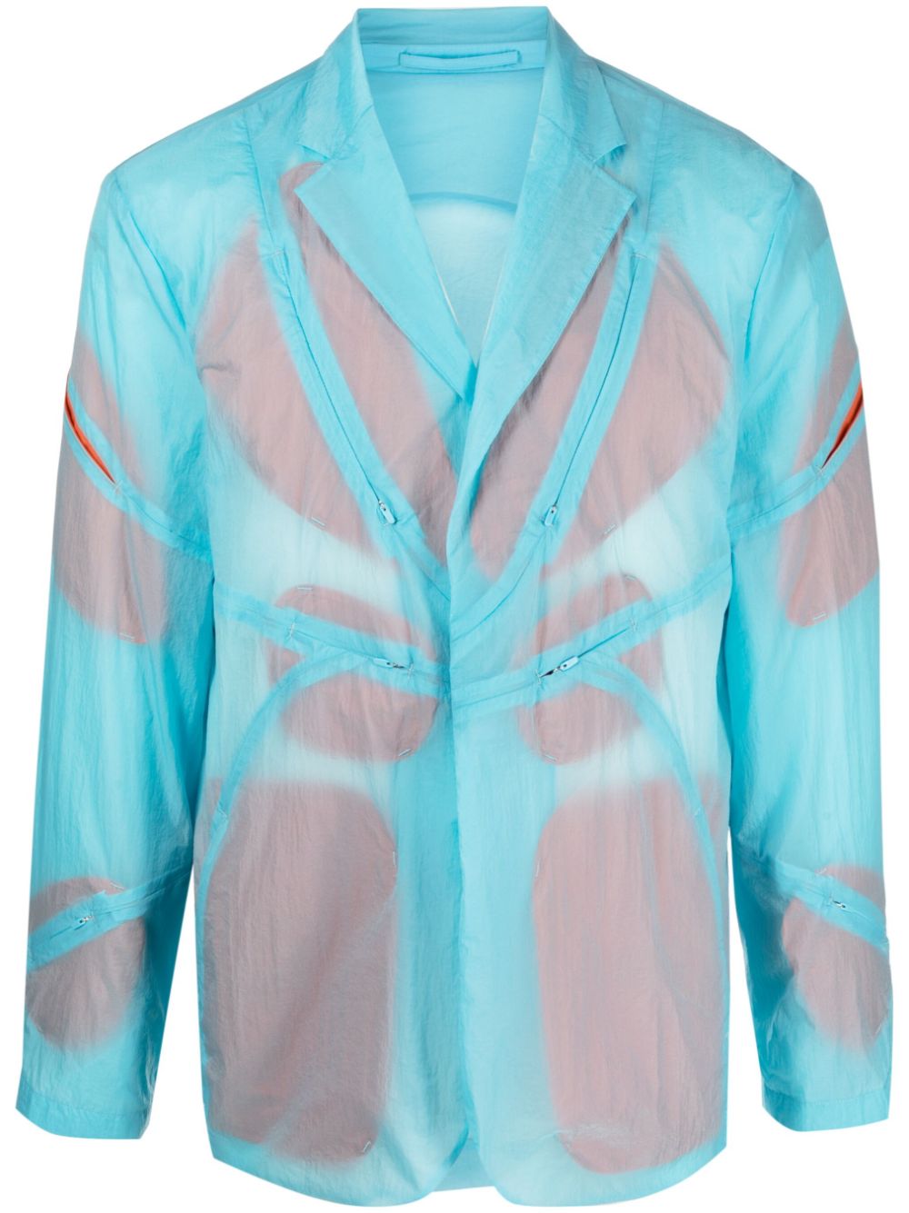 Semi-sheer notch-lapels jacket - Blue