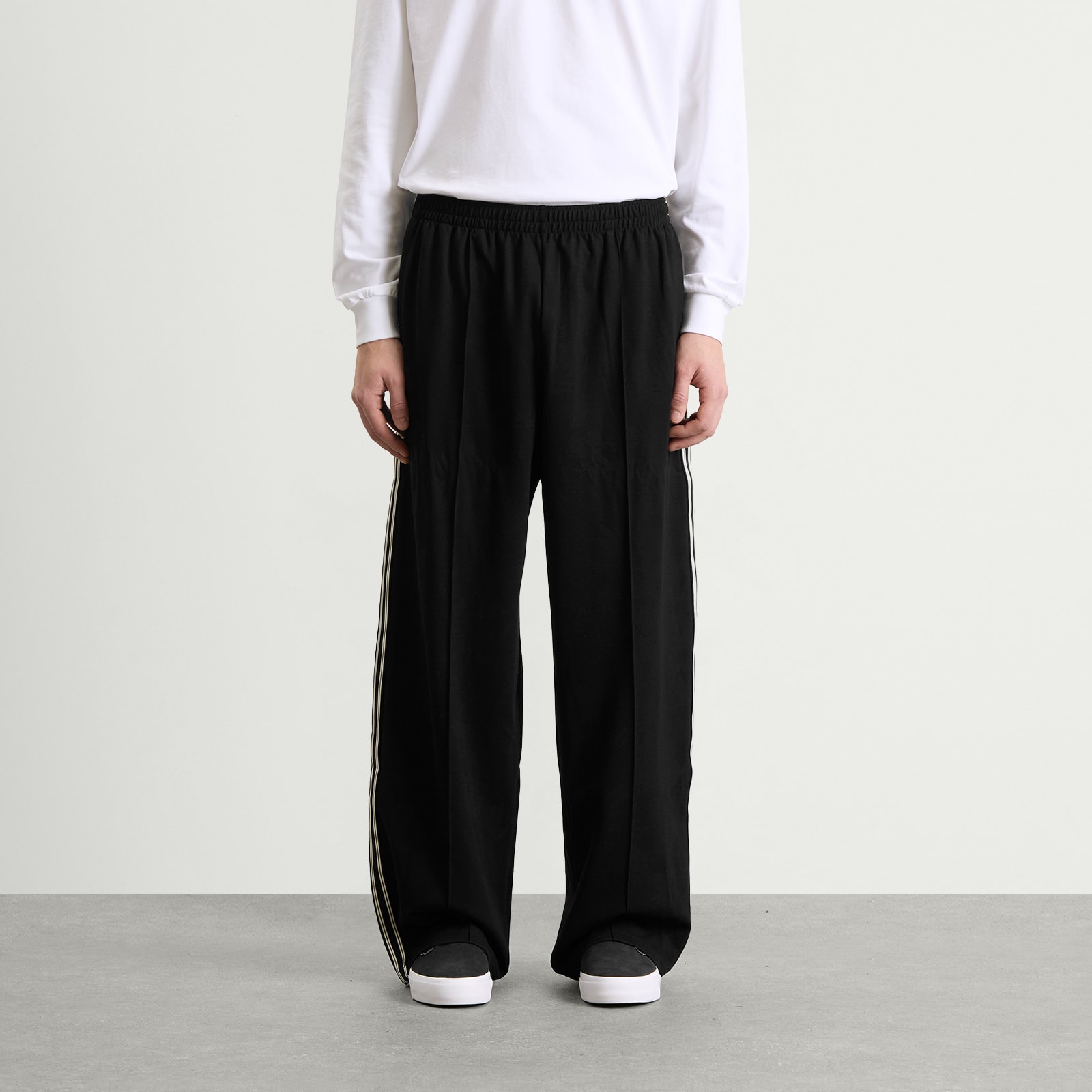 Men's Wide Fit Poly Track Pants Black