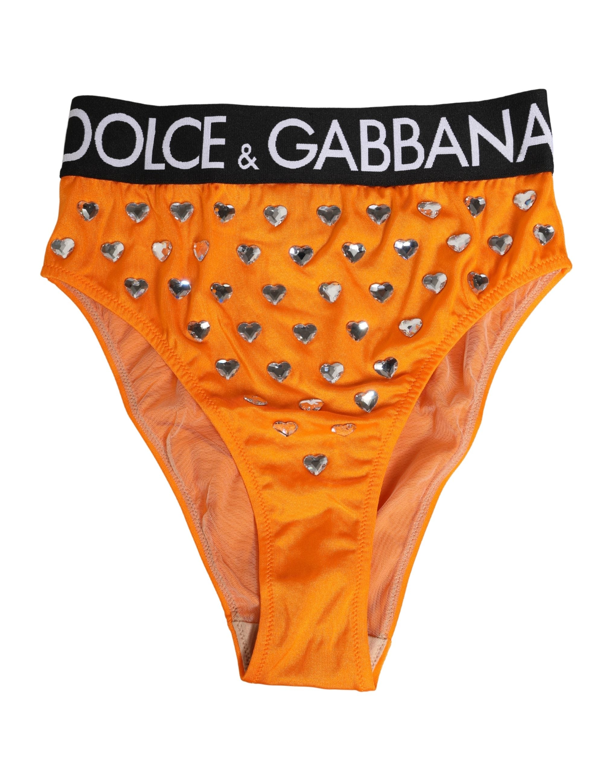 Crystal-Embellished Brief — Orange