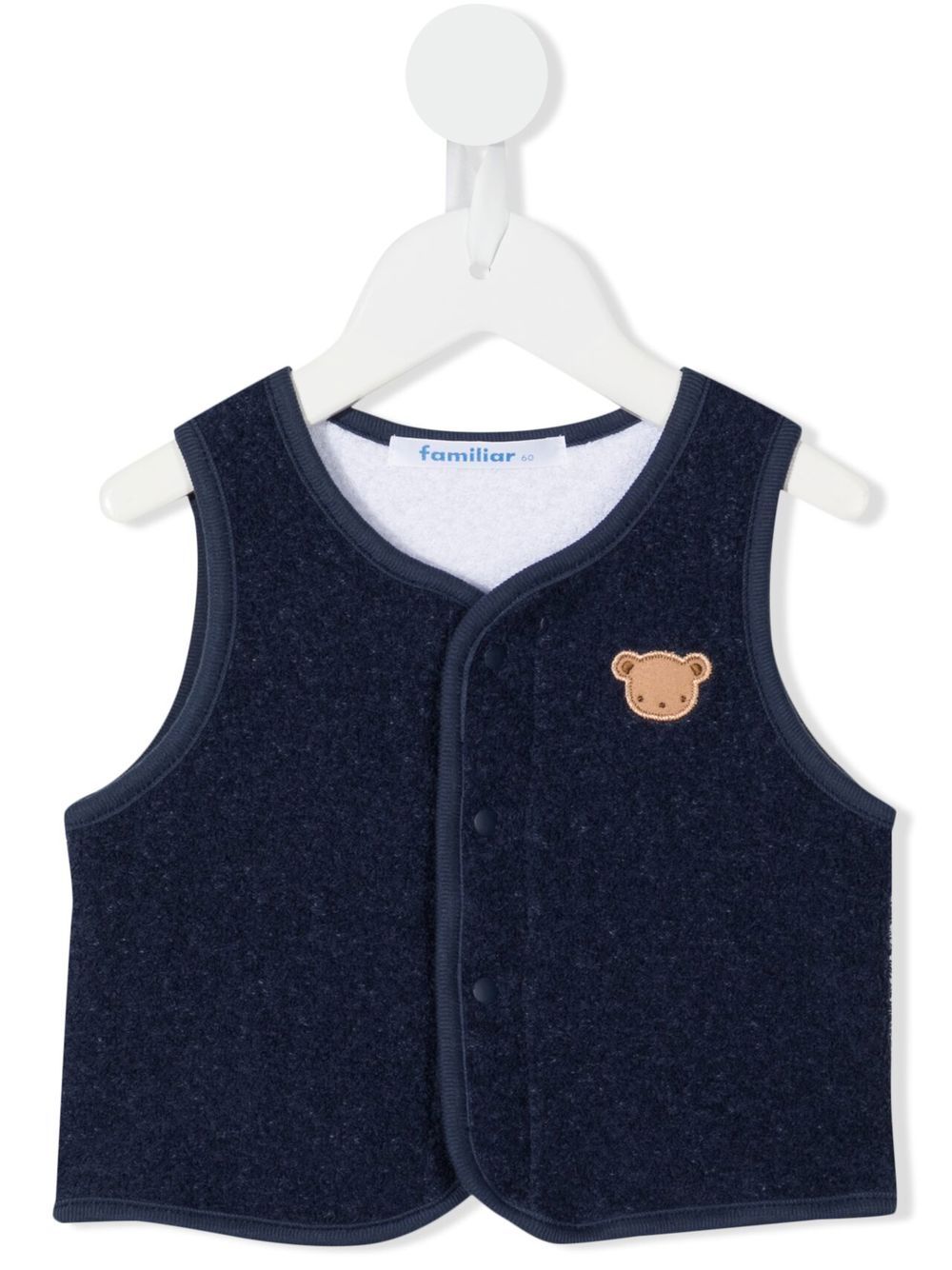 Embroidered-teddy detail vest - Blue