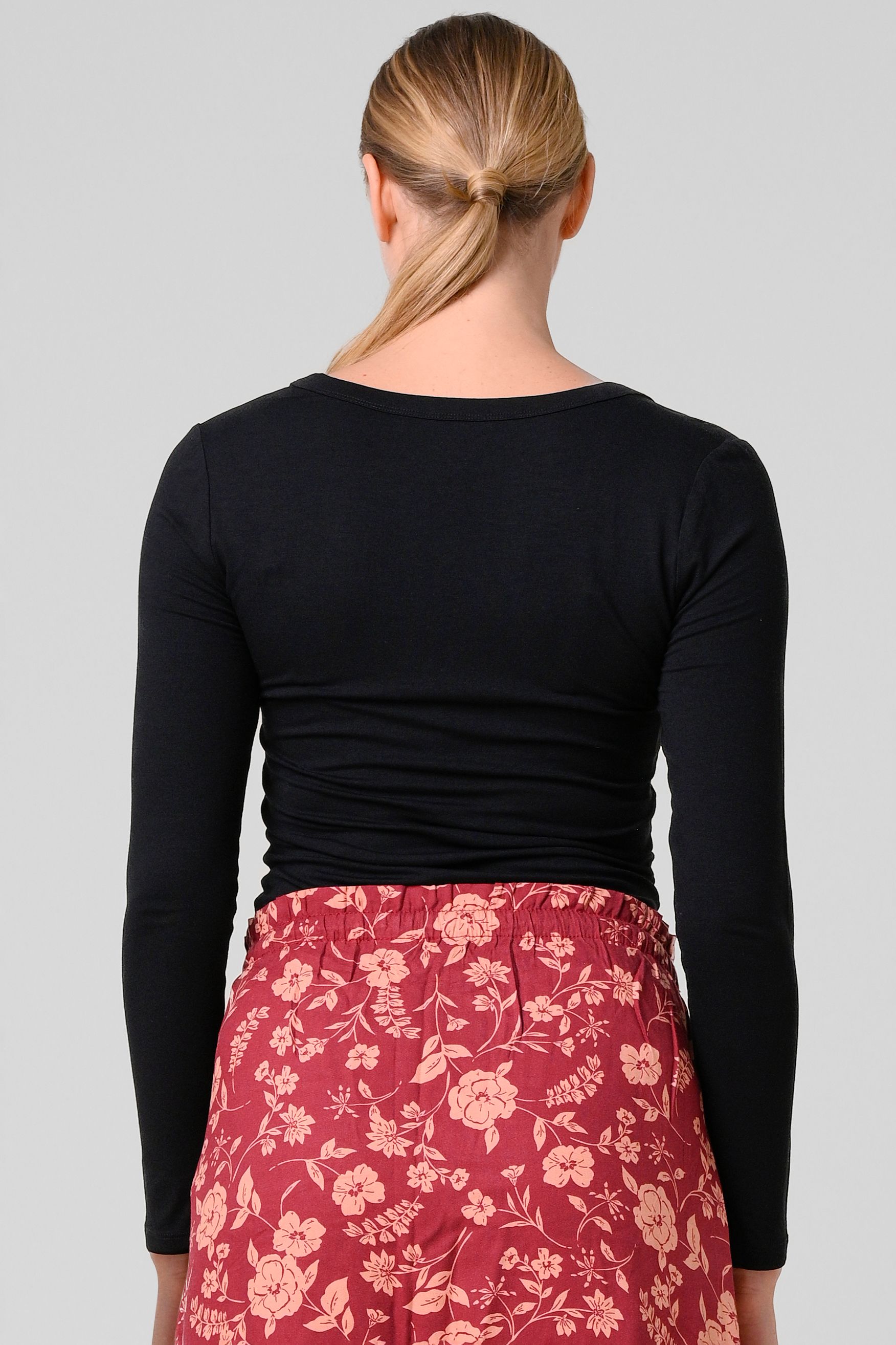 Enorsia Essential Viscose Long Sleeve Henley T-Shirt In Black