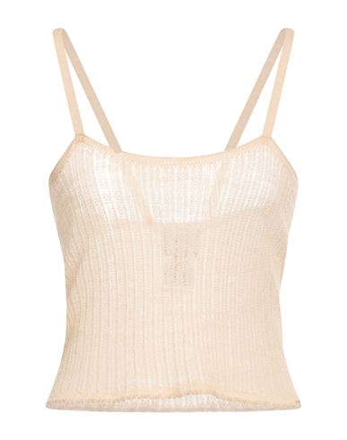 Crème Woman Top Beige Size L Acrylic, Merino Wool, Viscose