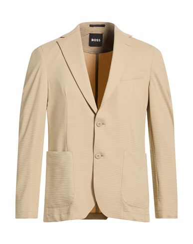 Man Blazer Beige Size 36 Recycled polyamide, Elastane