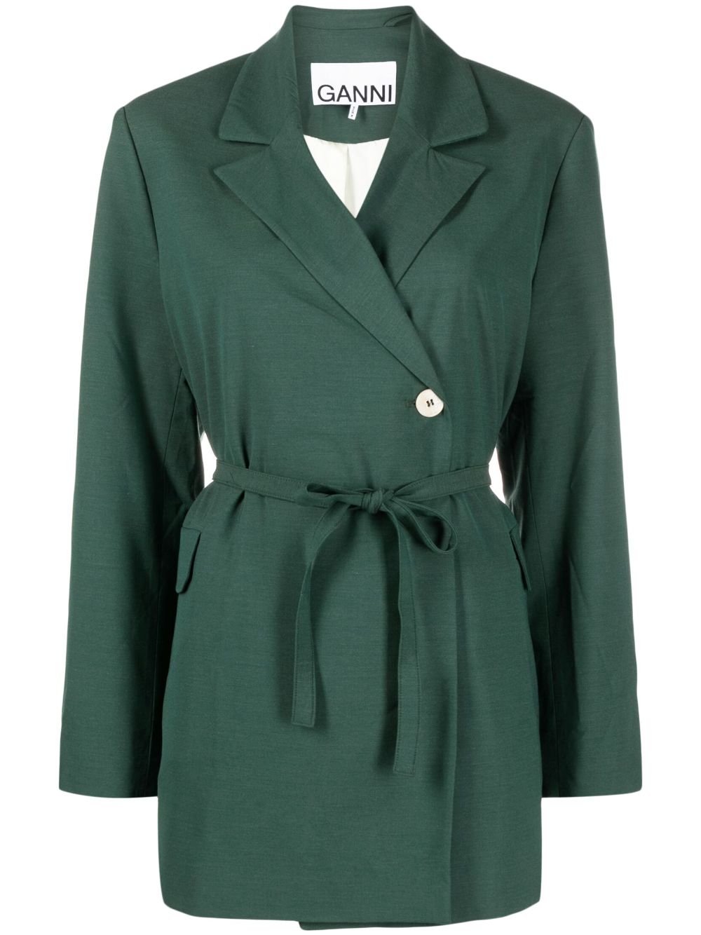 Off-centre belted blazer - Green
