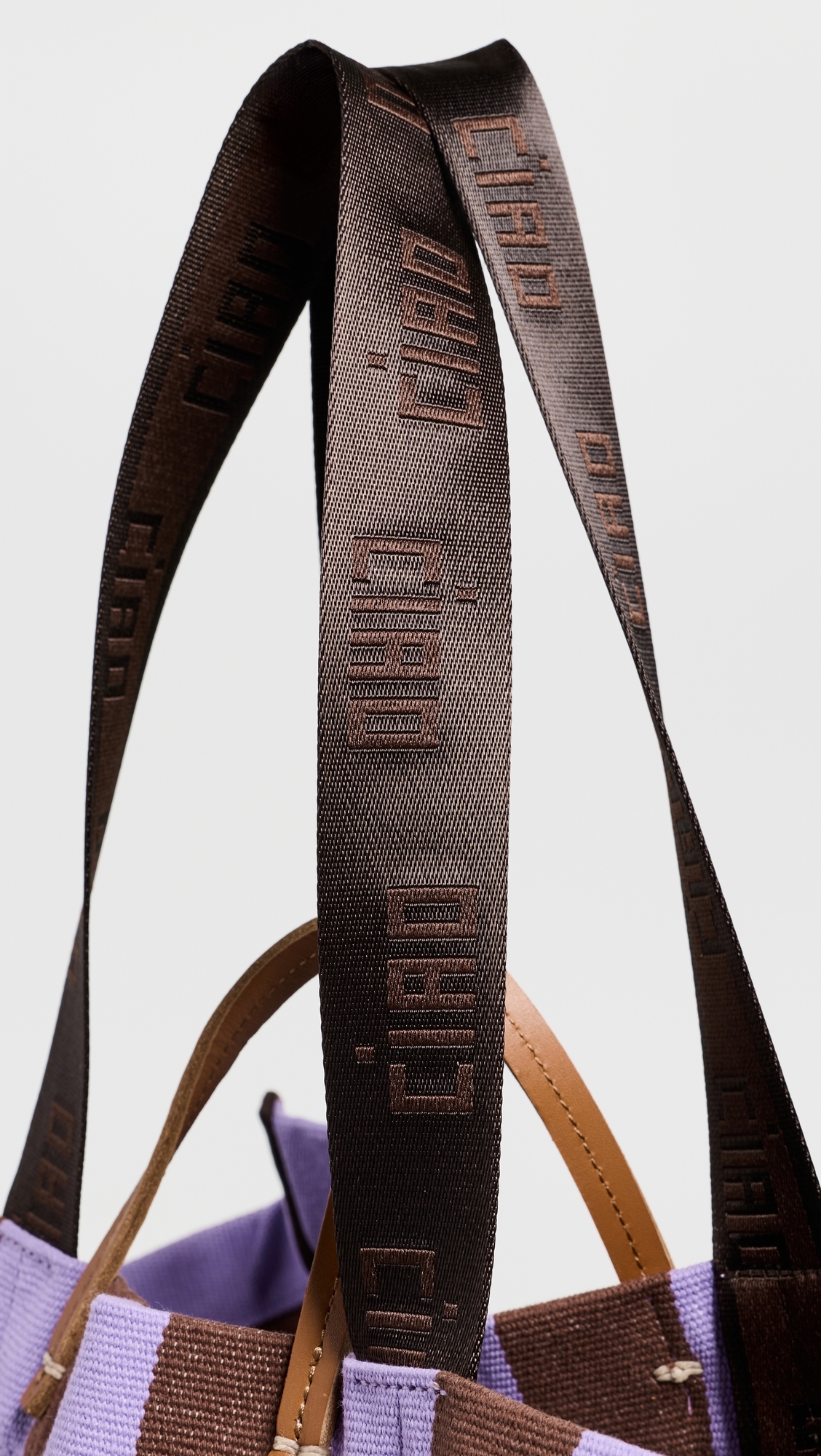 Canvas Stripe Beach Tote Bag Jacaranda/Hazelnut One Size