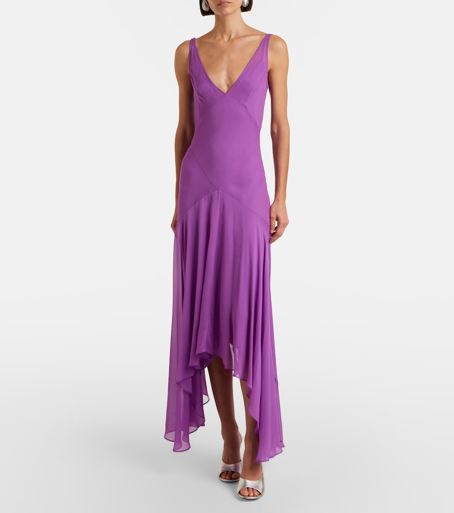 Mystica asymmetric georgette midi dress