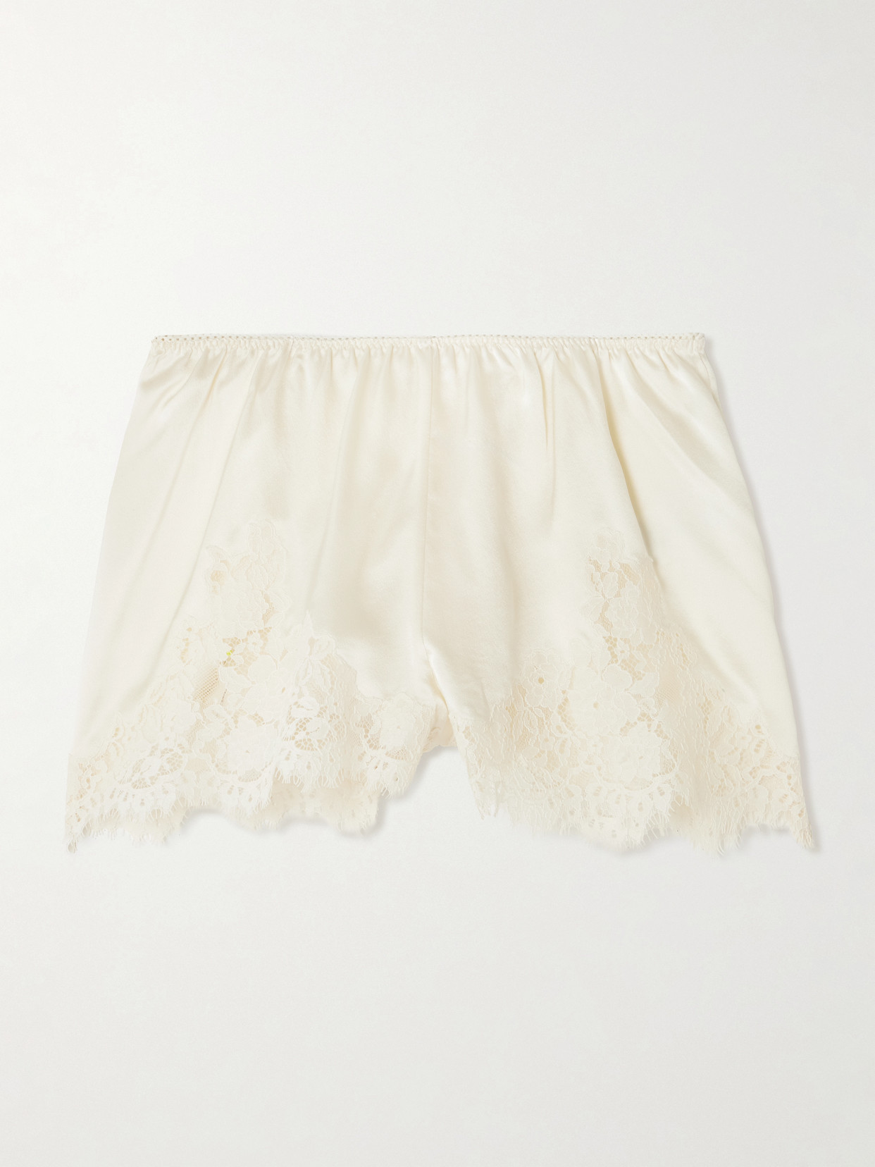 Iona Lace-trimmed Silk-satin Shorts - Cream
