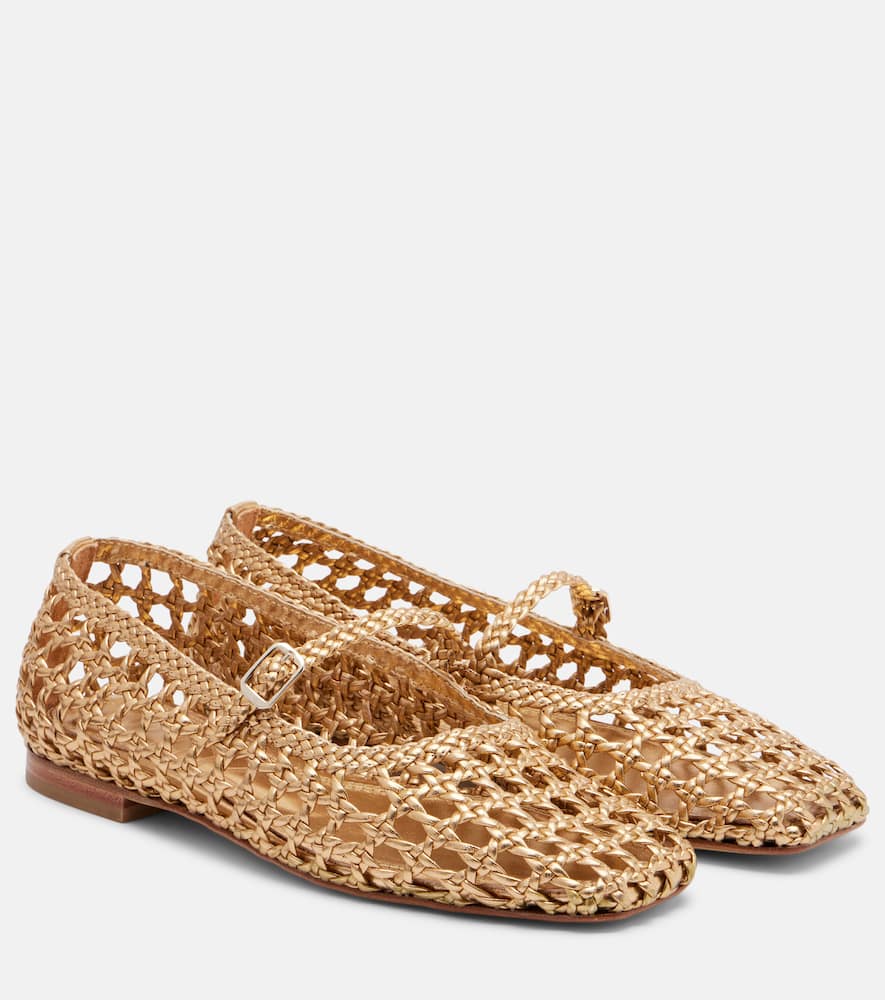 Paris woven leather Mary Jane flats