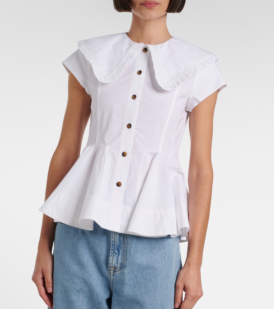 Ruffled cotton-blend shirt
