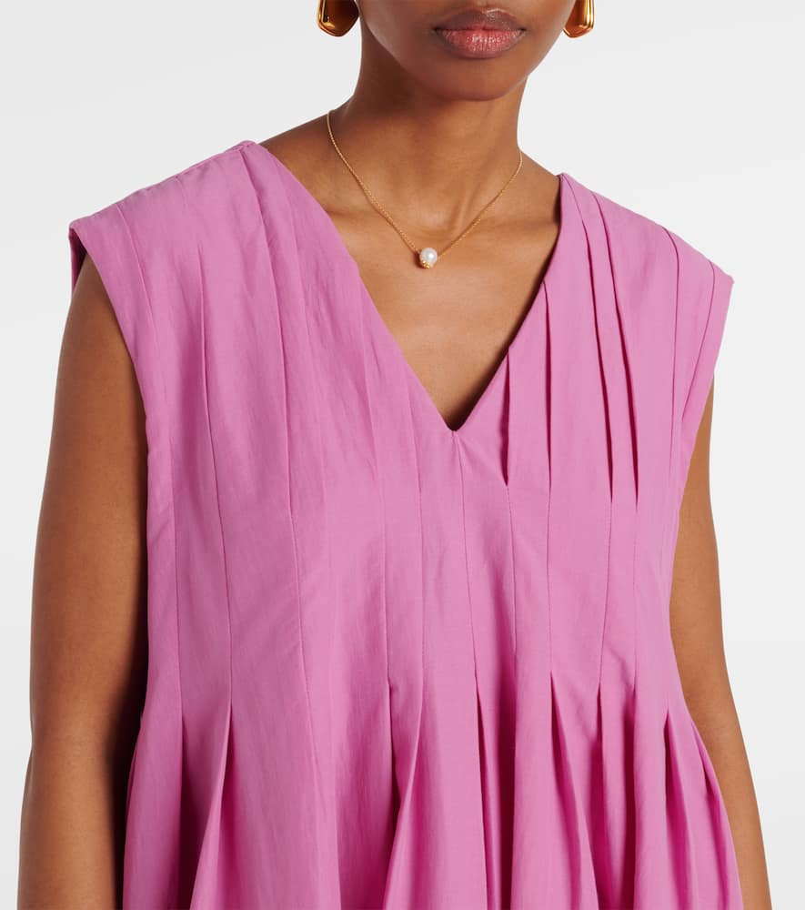 Piega ramie and cotton pleated maxi dress